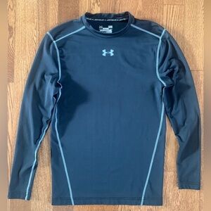 Men’s Under Armour Cold Gear Mock Neck Black Compression Shirt Large Second Skin